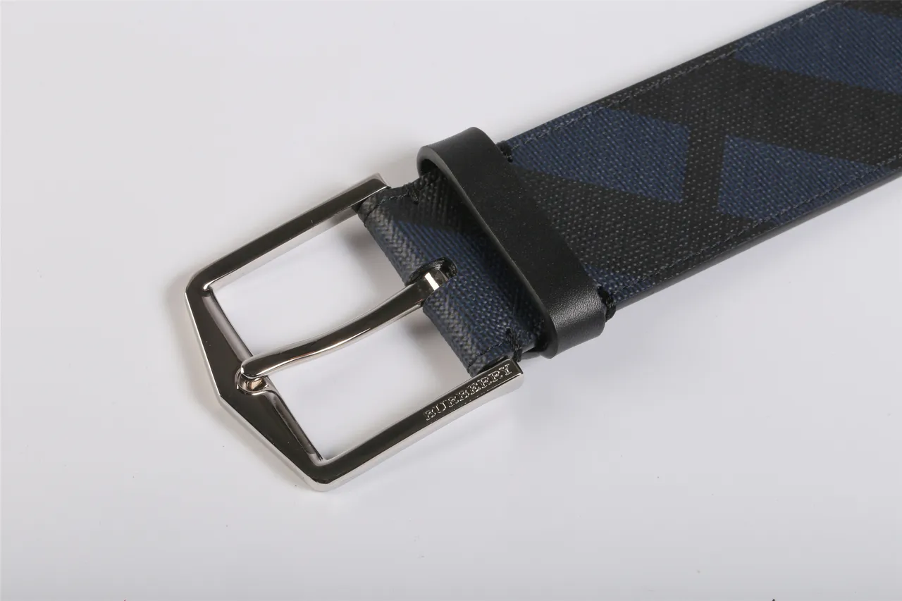 Burberry Geometric Navy and Black Leather Belt 3
