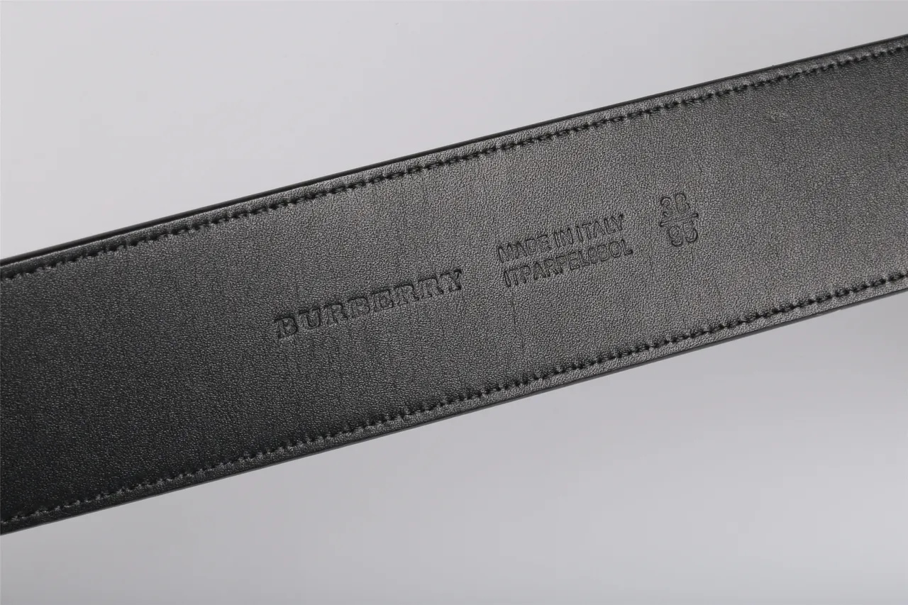 Burberry Geometric Navy and Black Leather Belt 5