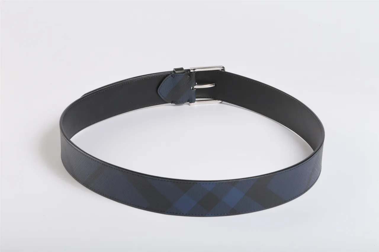 Burberry Geometric Navy and Black Leather Belt 6
