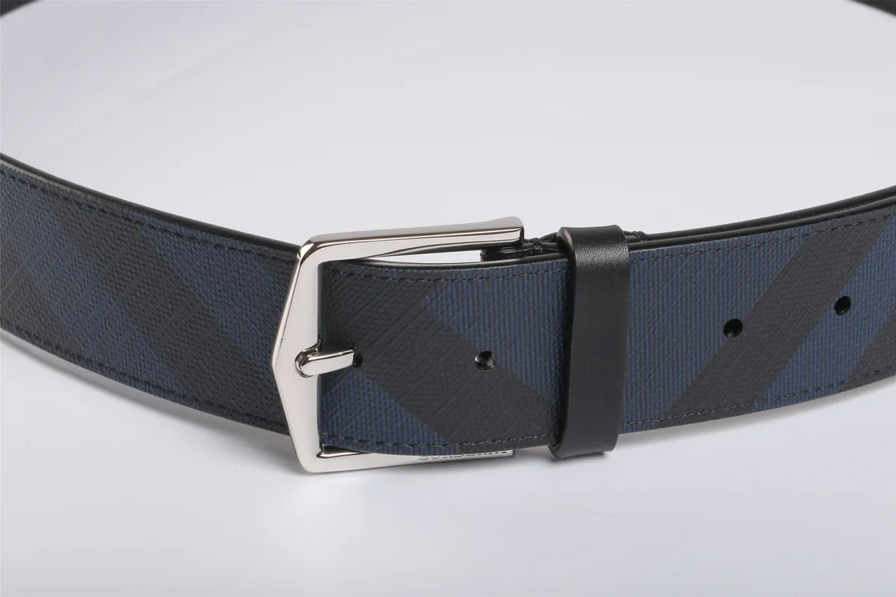 Burberry Geometric Navy and Black Leather Belt 7
