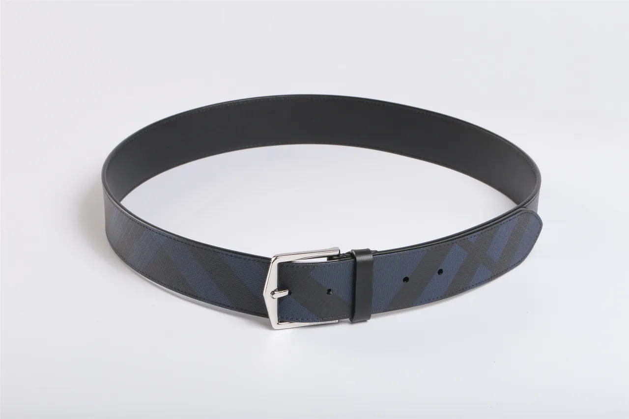 Burberry Geometric Navy and Black Leather Belt 8