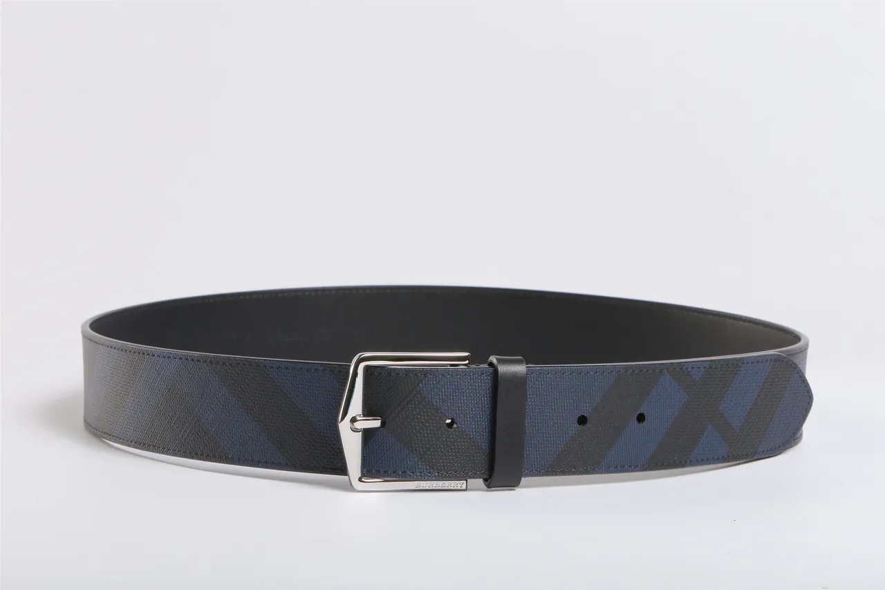 Burberry Geometric Navy and Black Leather Belt 9