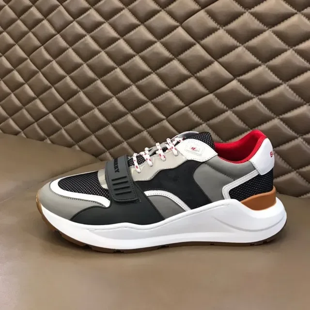Burberry Gris Blanc Maille En Couches Et Haut Synthétique Sculpté Semelle Milieu Chaussures Lifestyle 6