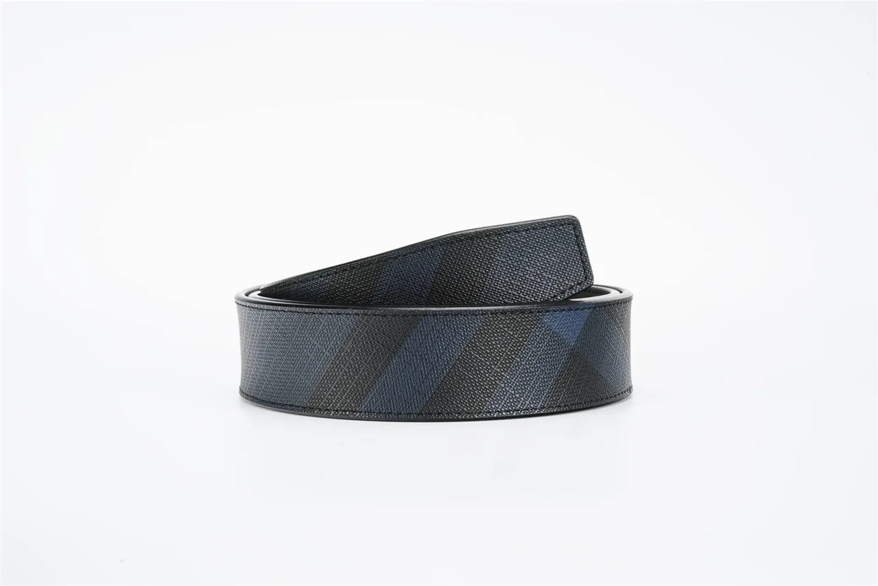 Burberry Knight Black Gold Rectangular Buckle Textured Strap Leather Belt 3