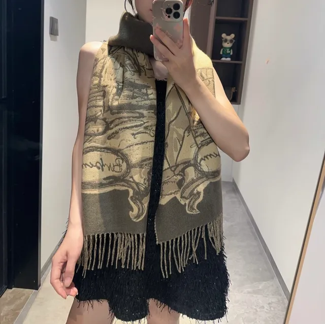 Burberry Knight Sketch Beige Brown Shawl 3
