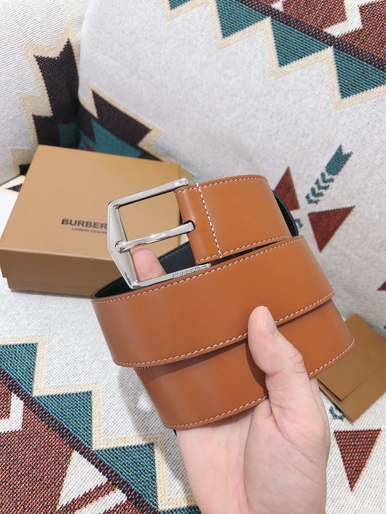 Burberry Knight Tan Leather Belt 2