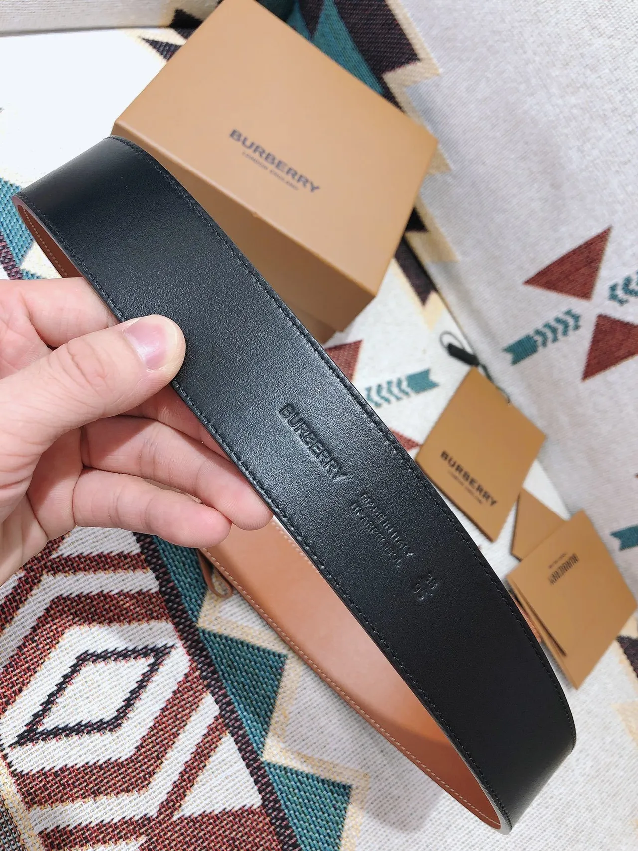 Burberry Knight Tan Leather Belt 3