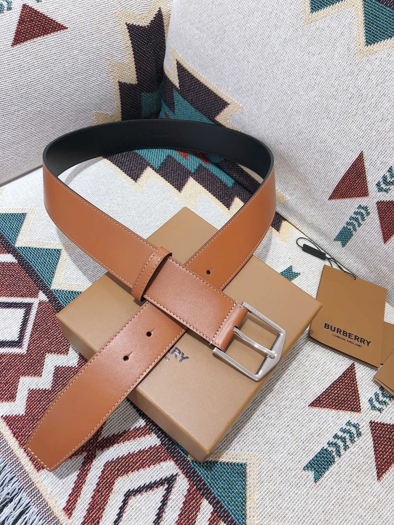 Burberry Knight Tan Leather Belt 4