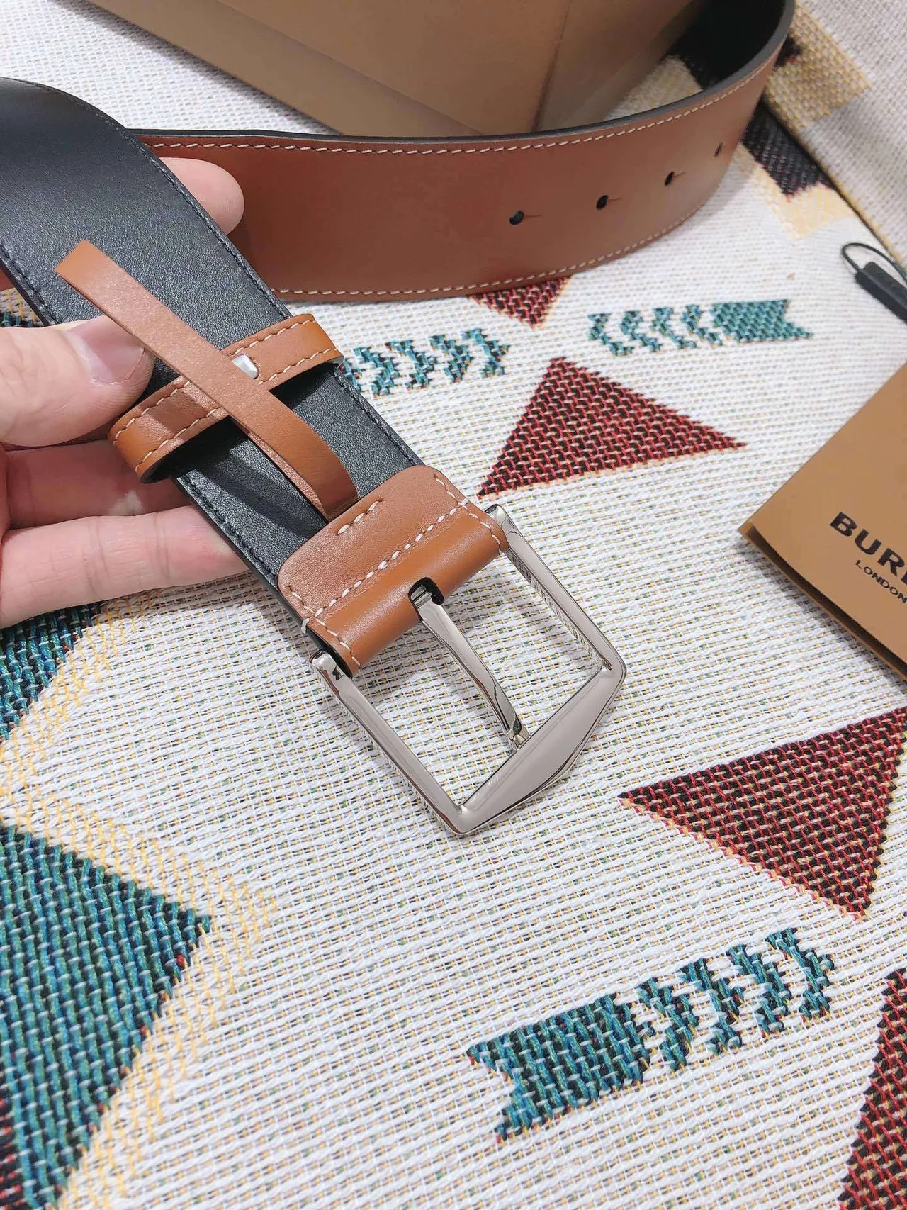 Burberry Knight Tan Leather Belt 5