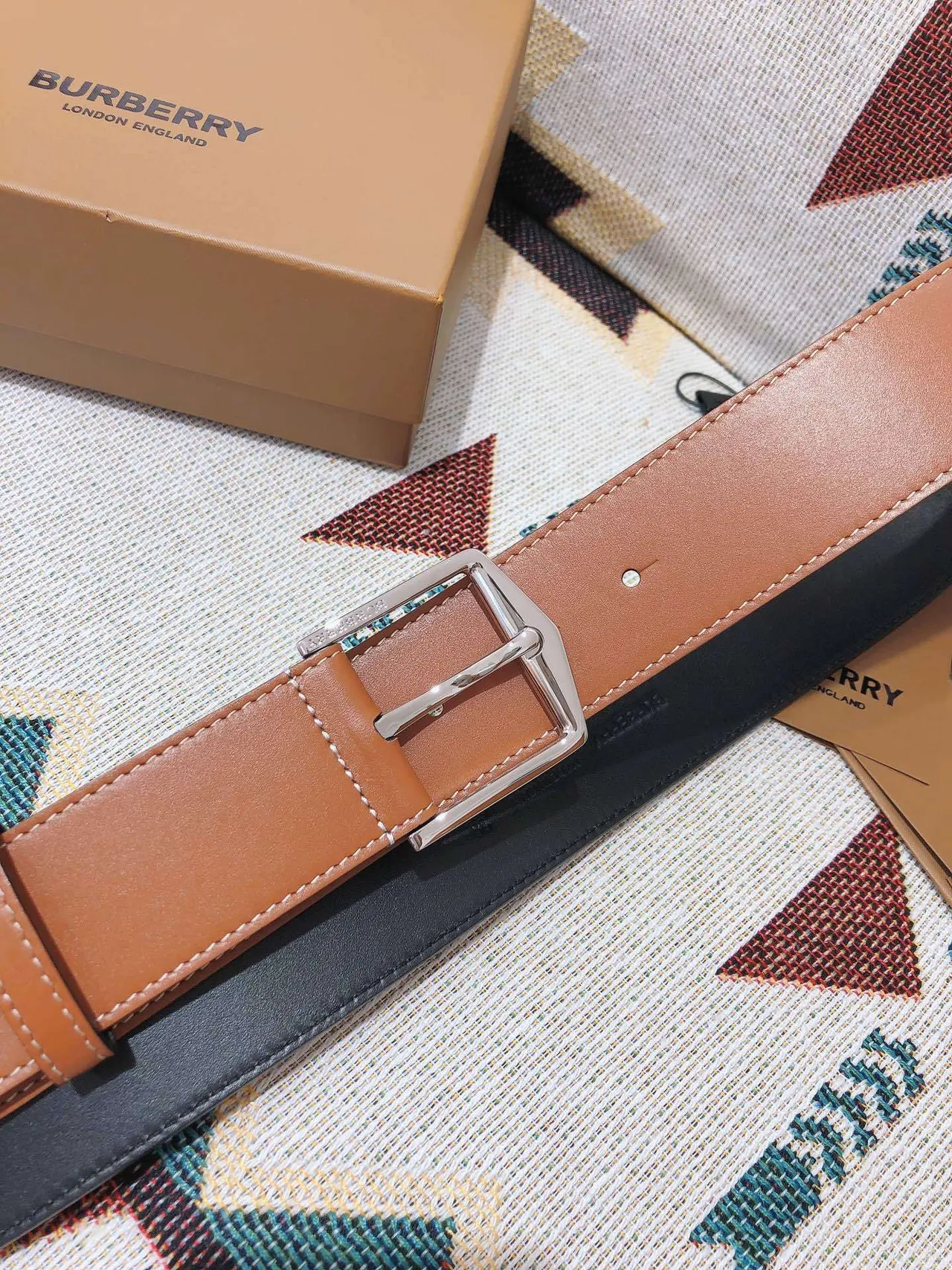 Burberry Knight Tan Leather Belt 7