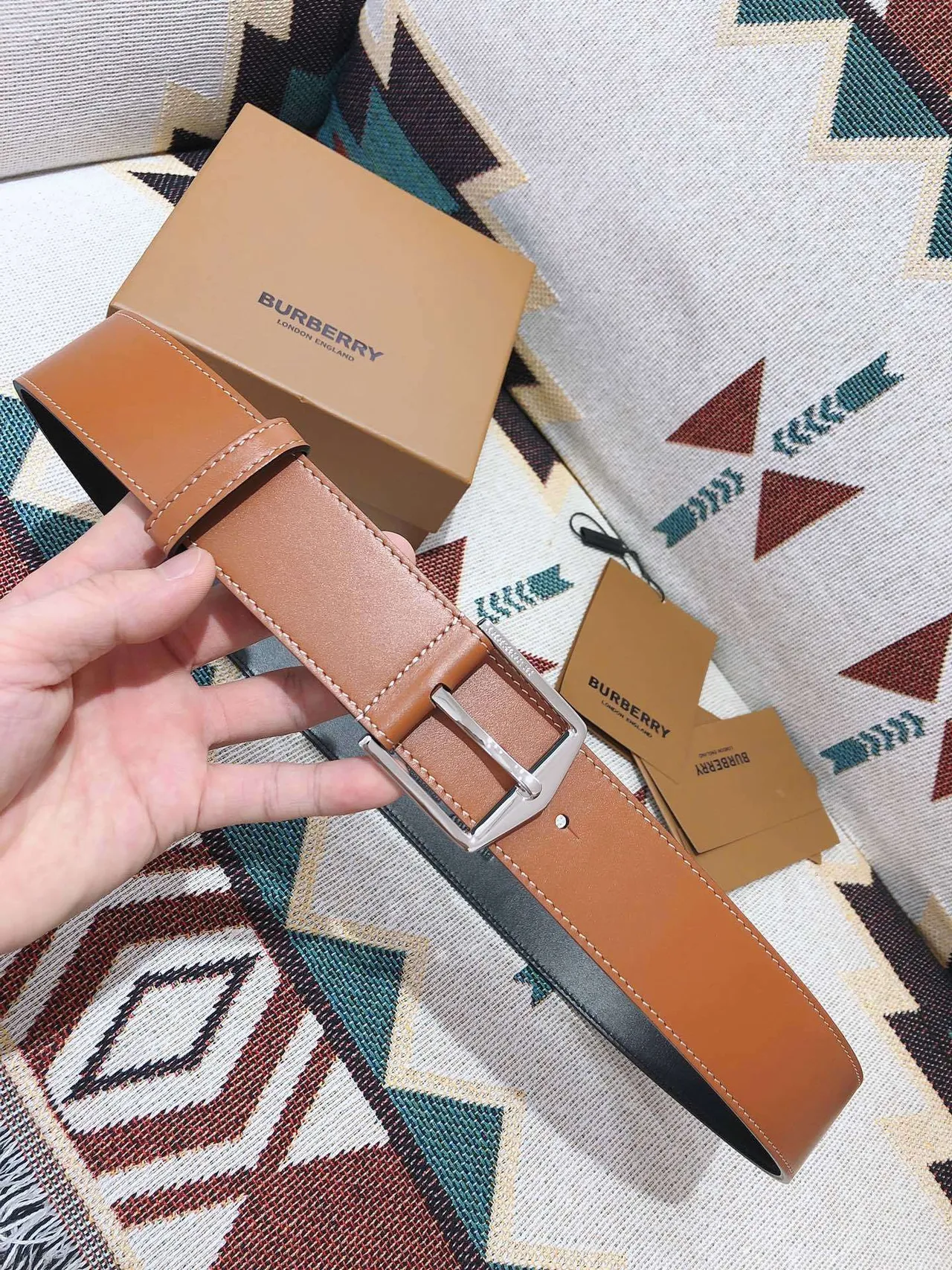 Burberry Knight Tan Leather Belt 8