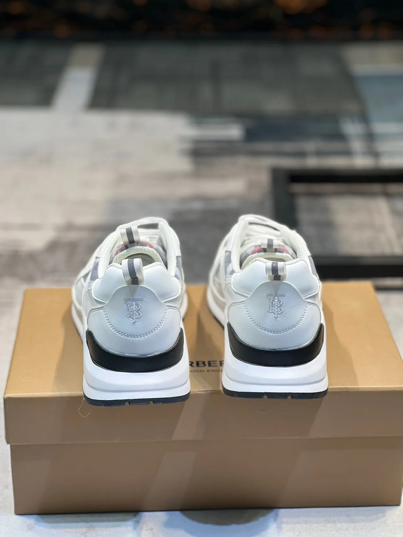 Burberry Knight White and Check Panel Lifestyle Sneakers 2