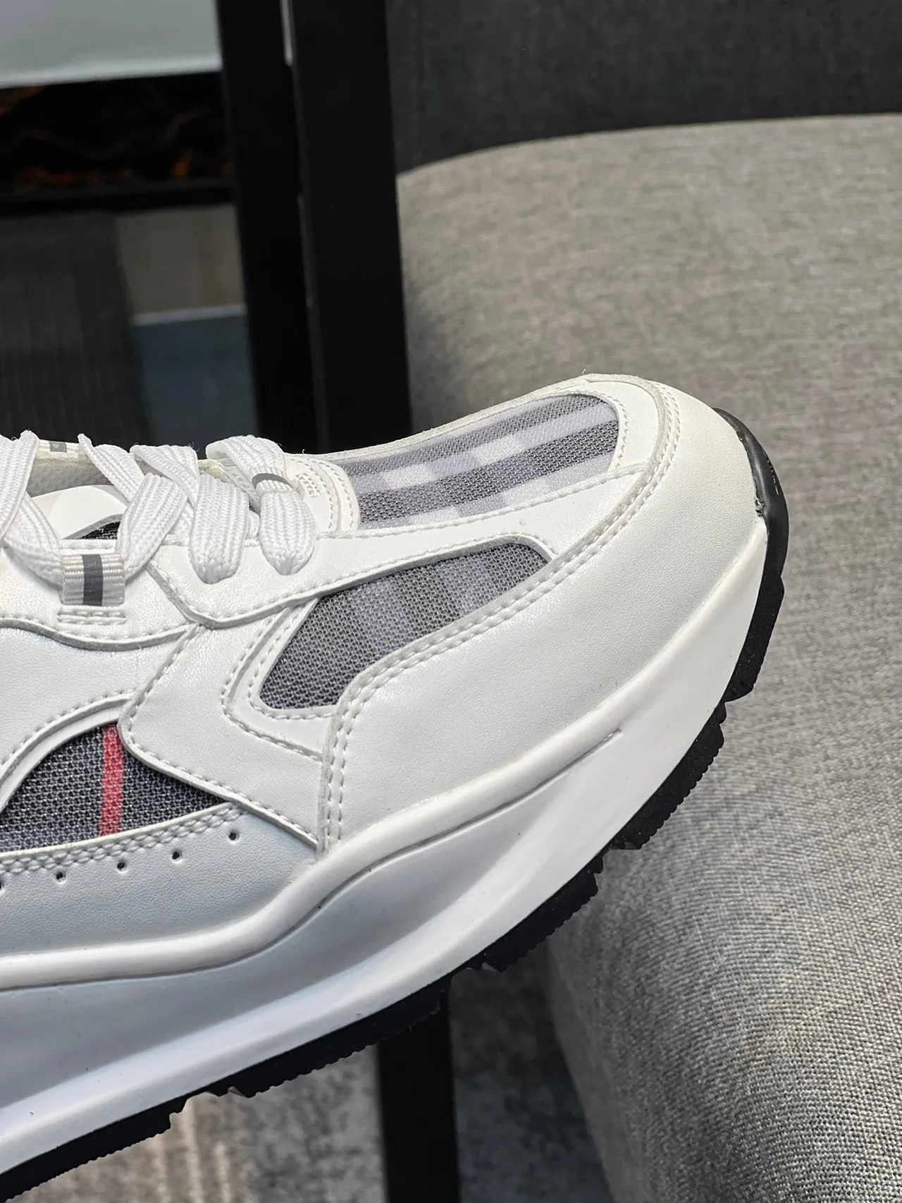 Burberry Knight White and Check Panel Lifestyle Sneakers 3