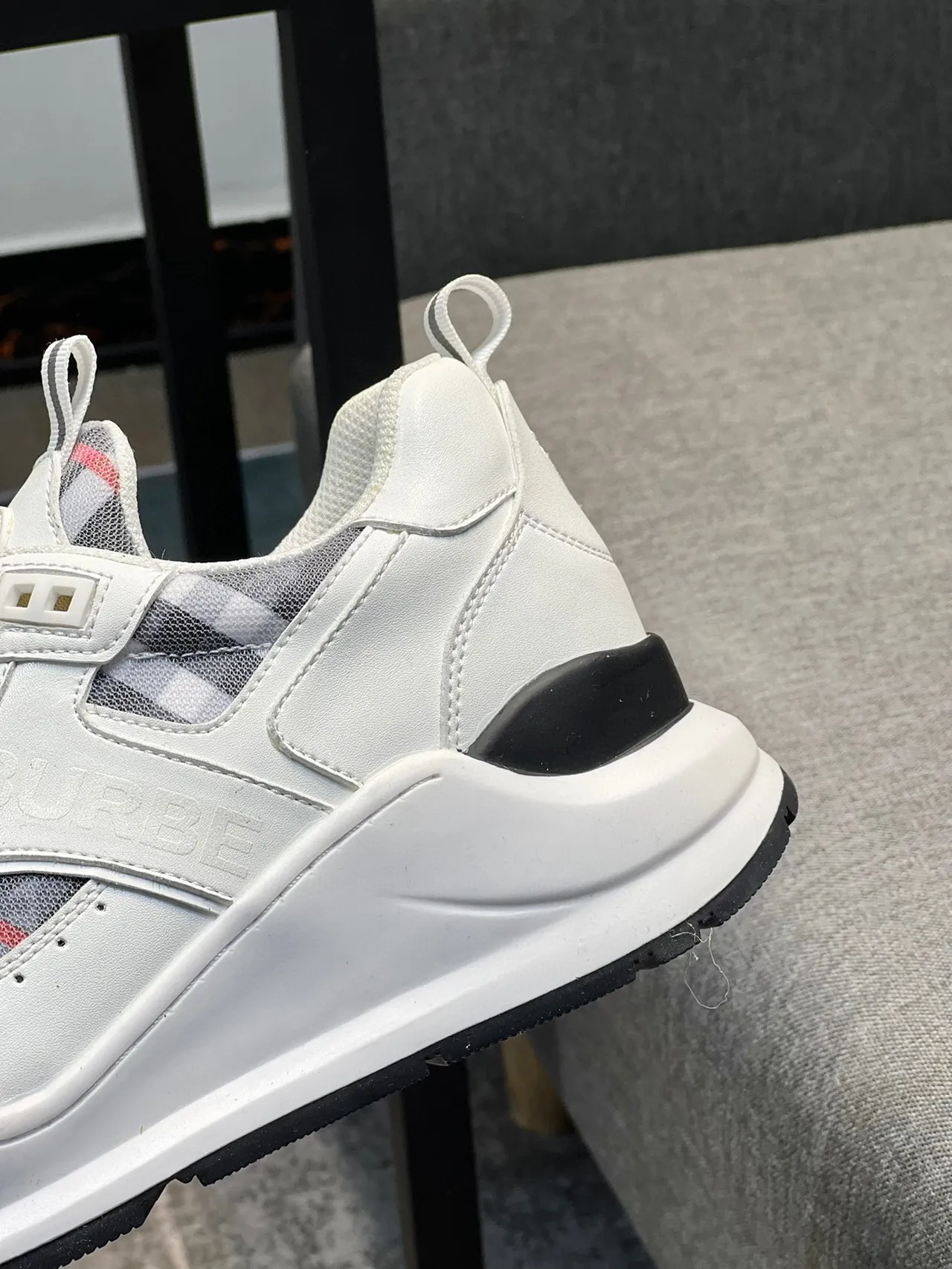 Burberry Knight White and Check Panel Lifestyle Sneakers 8