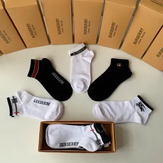 Burberry Logo-Print and Check-Stripe Ankle Socks
