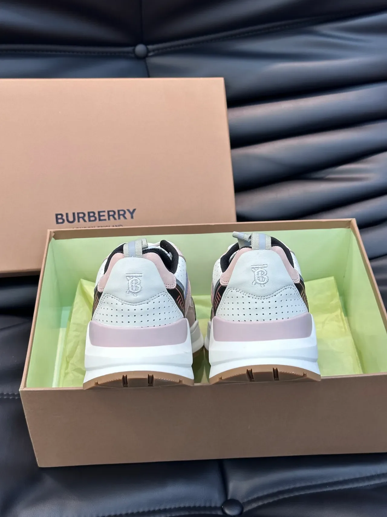 Burberry Lola Pink Beige Chunky Platform Sole Multi-Panel Color-Blocked Upper Sneakers 3