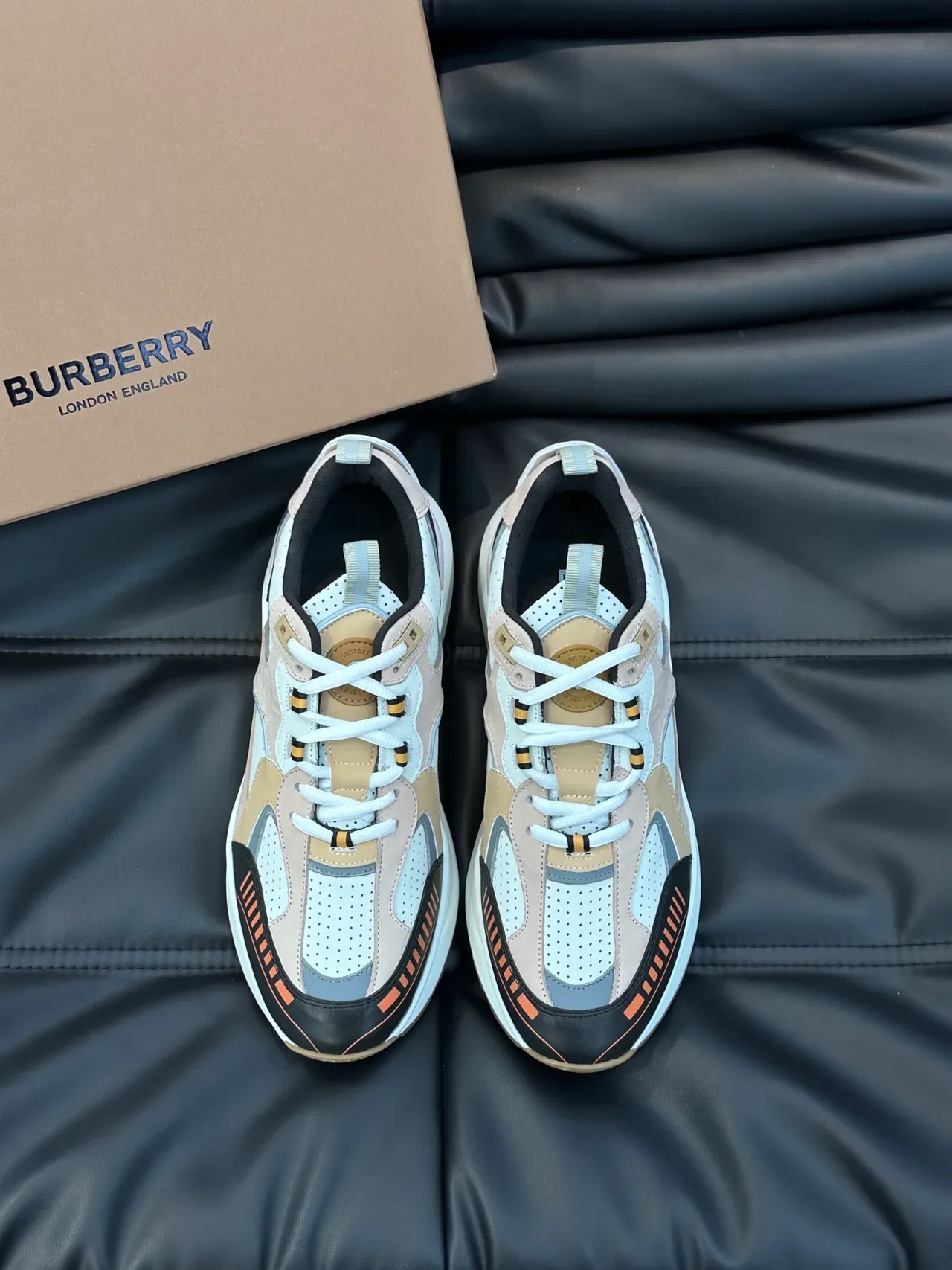 Burberry Lola Pink Beige Chunky Platform Sole Multi-Panel Color-Blocked Upper Sneakers 5