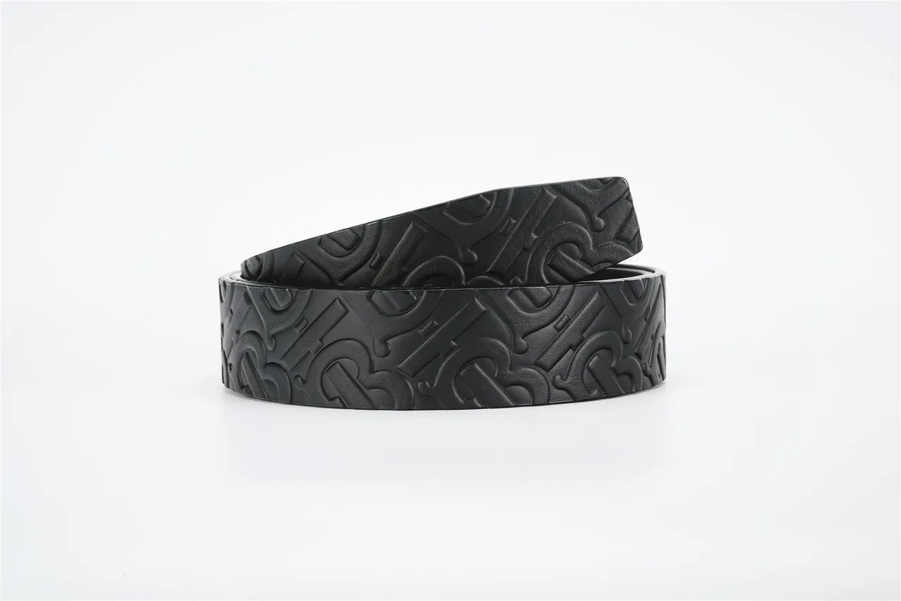 Burberry Monogram Black Silver Embossed Aged Metal Buckle Leather Belt 3