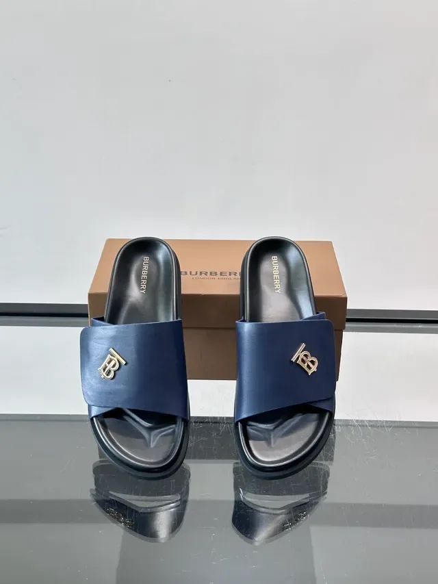 Burberry Monogram Slide Black Beige Minimalist Single-Strap chaussons 6