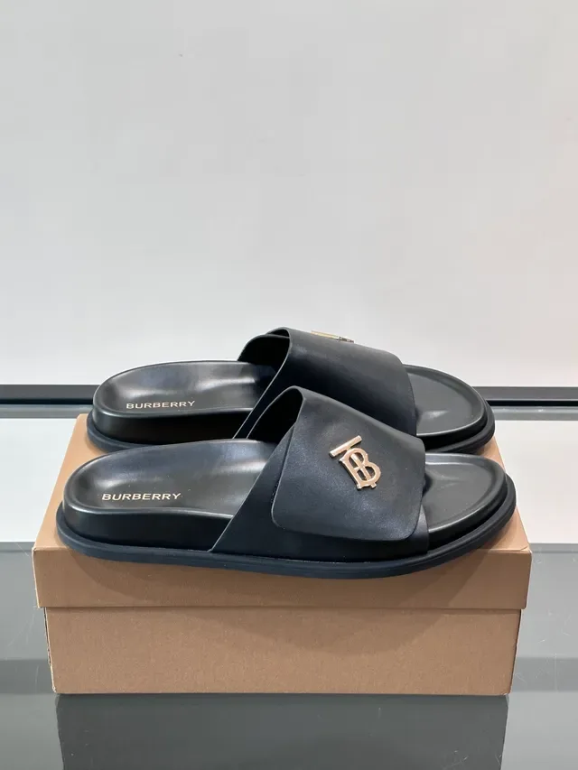 Burberry Monogram Slide Black Beige Minimalist Single-Strap chaussons 9