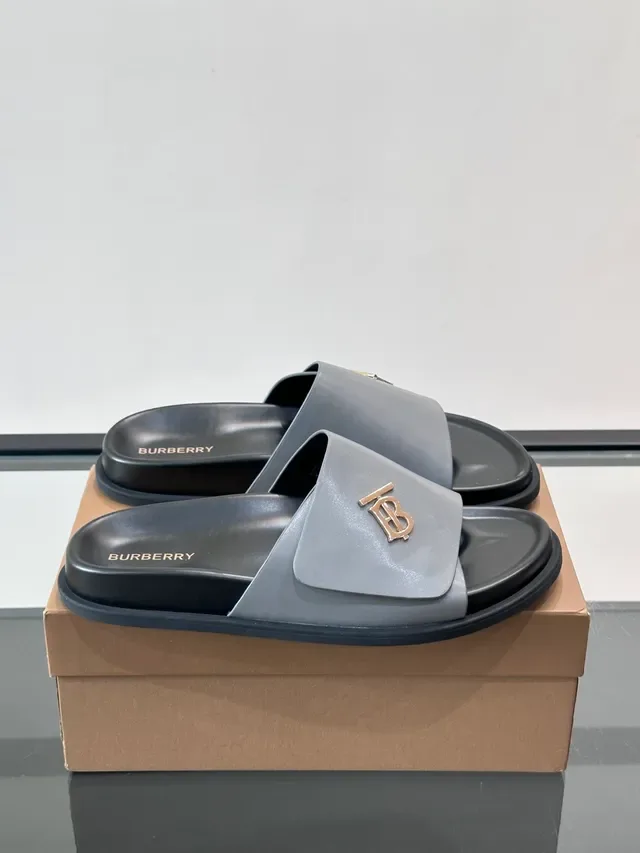 Burberry Monogram Slide Black Beige Minimalist Single-Strap chaussons 10