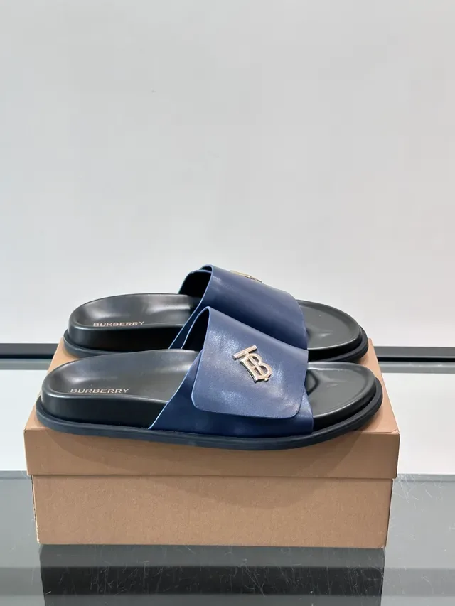 Burberry Monogram Slide Black Beige Minimalist Single-Strap chaussons 11