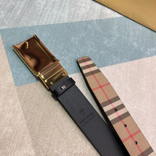 Burberry Reversible Nova Check Belt Beige Black Pattern Leather Belt 3