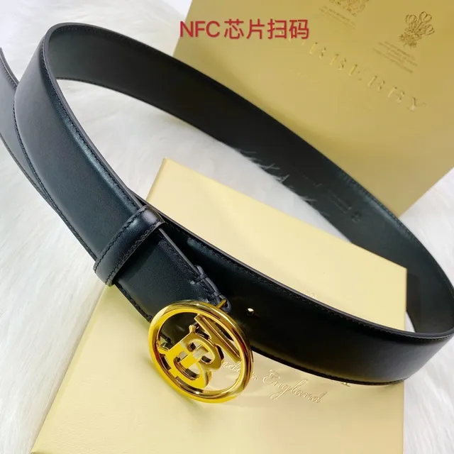 Burberry TB Shield Black Gold Circular Monogram Buckle Smooth Leather Belt 2
