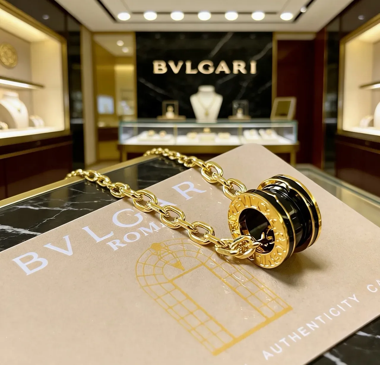 Bvlgari B.zero1 Black Ceramic and Gold Chain Necklace 6