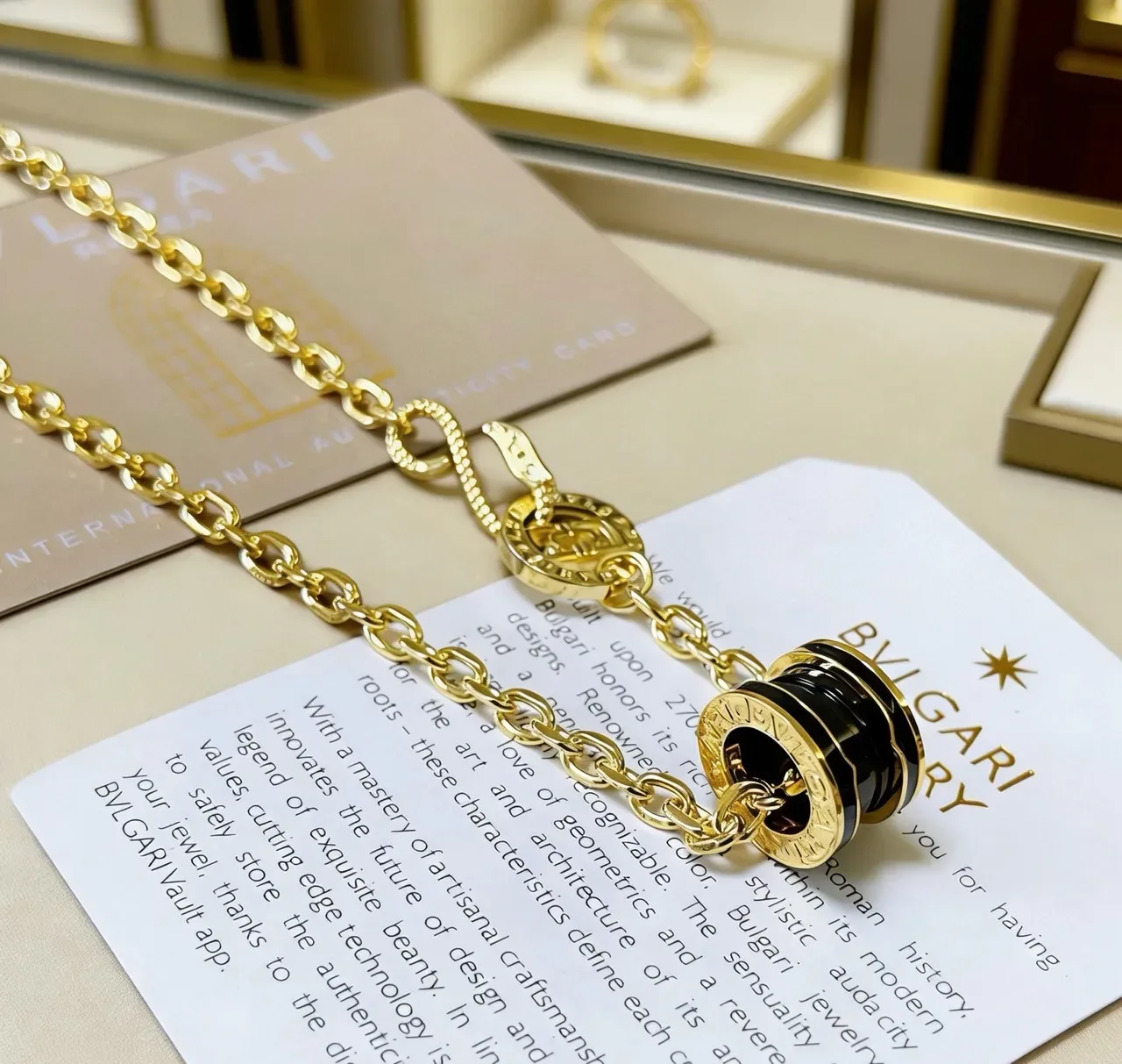 Bvlgari B.zero1 Black Ceramic and Gold Chain Necklace 7