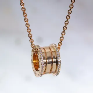 Bvlgari B.zero1 Cylindrical Pavé Diamond Rose Gold Necklace