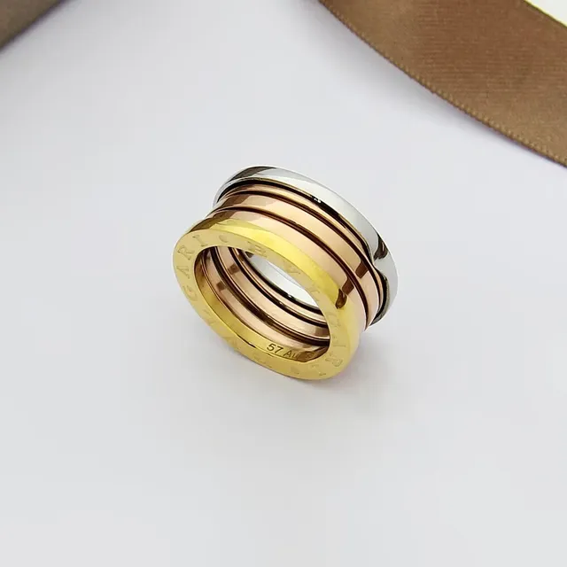 Bvlgari B.zero1 Gold Silver Stacked Multi-Band Engraved Logo Ring 3