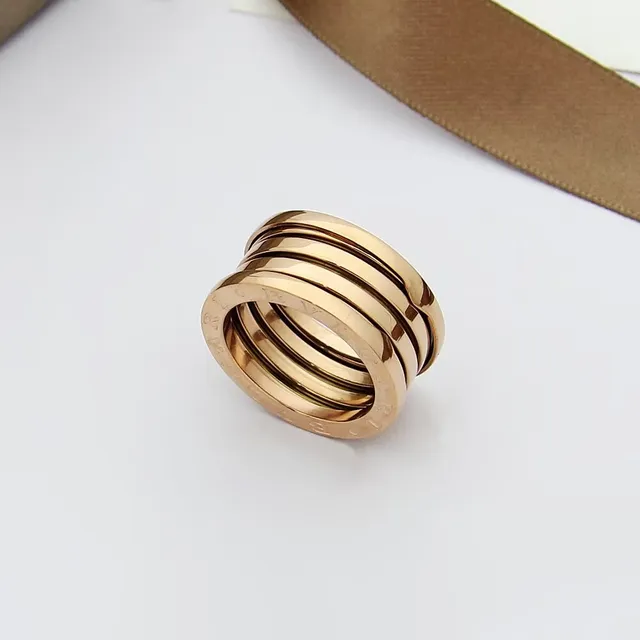 Bvlgari B.zero1 Gold Silver Stacked Multi-Band Engraved Logo Ring 6