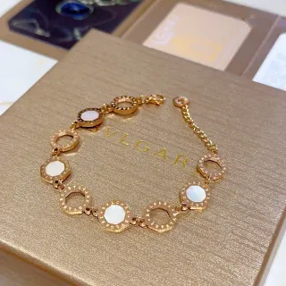 Bvlgari B.zero1 Gold White Octagonal Links Engraved Branding Bracelet