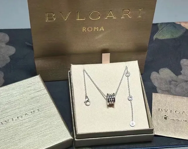 Bvlgari B.zero1 Rock Silver Tubogas-Inspired Cylindrical Pendant Multi-Ring Stack Construction Necklace 2