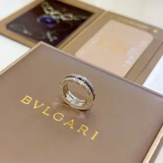Bvlgari B.zero1 Stacked Pavé Diamond and Black Inlay Ring