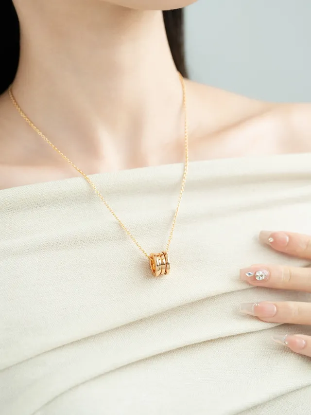 Bvlgari B.zero1 Stacked Ring Rose Gold Necklace 3