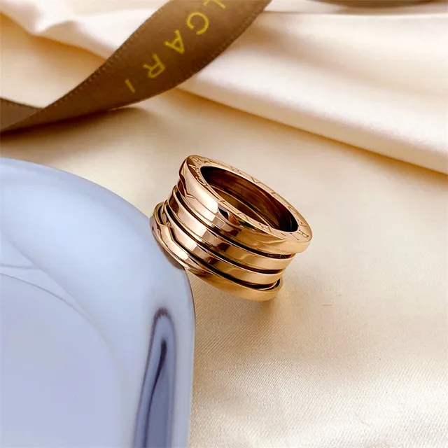 Bvlgari B.zero1 Stacked Three-Tone Engraved Ring 5