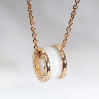 Bvlgari B.zero1 White Ceramic and Rose Gold Necklace
