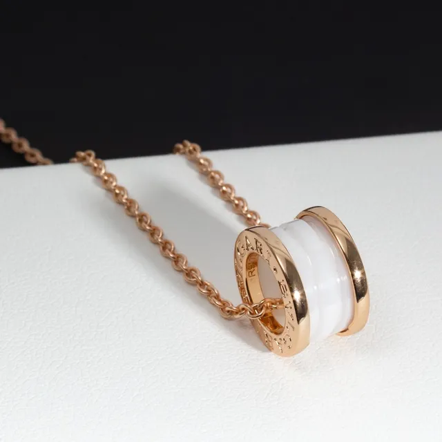 Bvlgari B.zero1 White Ceramic and Rose Gold Necklace 3