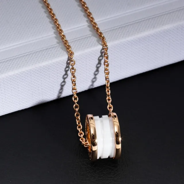 Bvlgari B.zero1 White Ceramic and Rose Gold Necklace 4