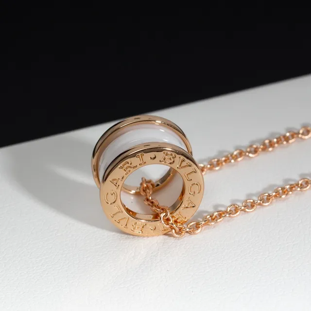 Bvlgari B.zero1 White Ceramic and Rose Gold Necklace 5