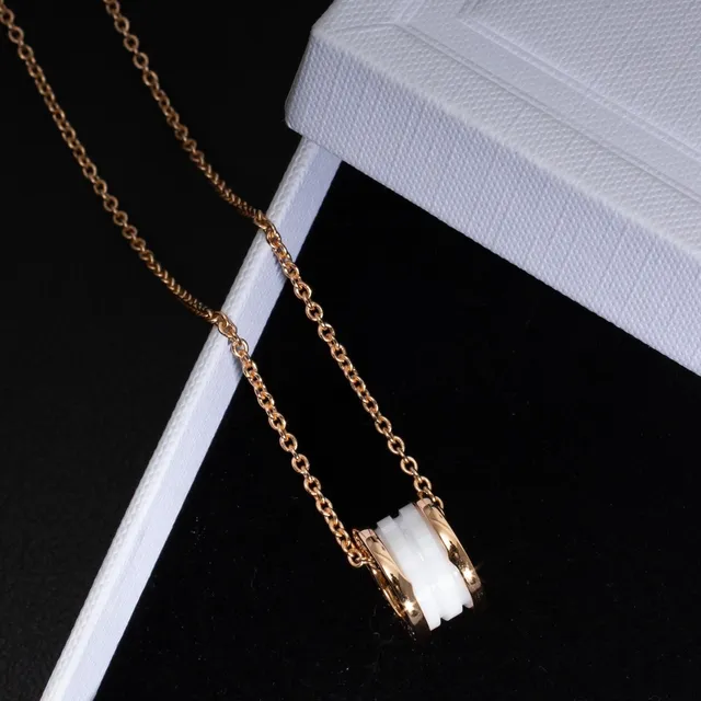 Bvlgari B.zero1 White Ceramic and Rose Gold Necklace 6