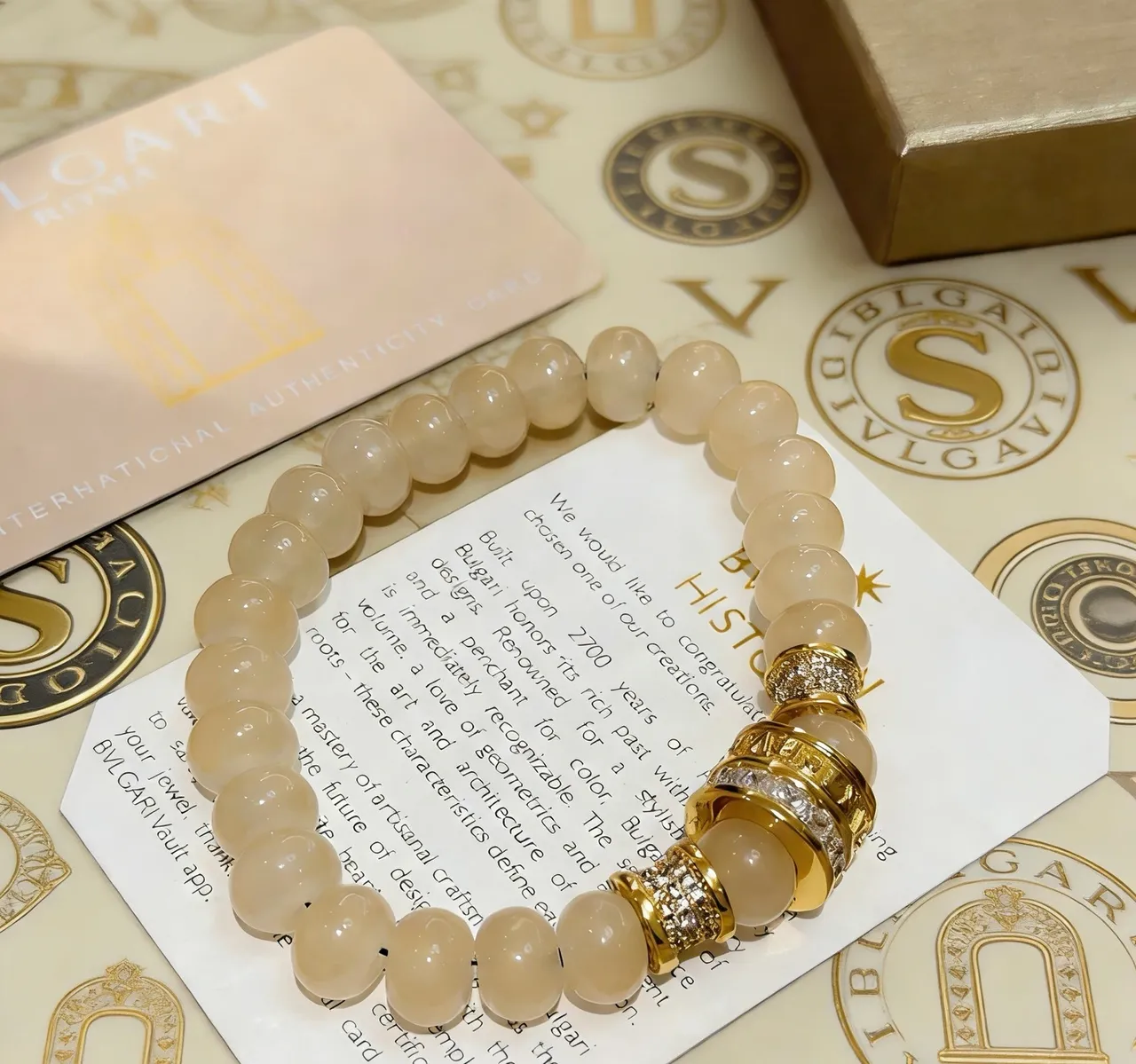Bvlgari Beige Gold মুক্তো হার্ডওয়্যার ব্রেসলেট 3