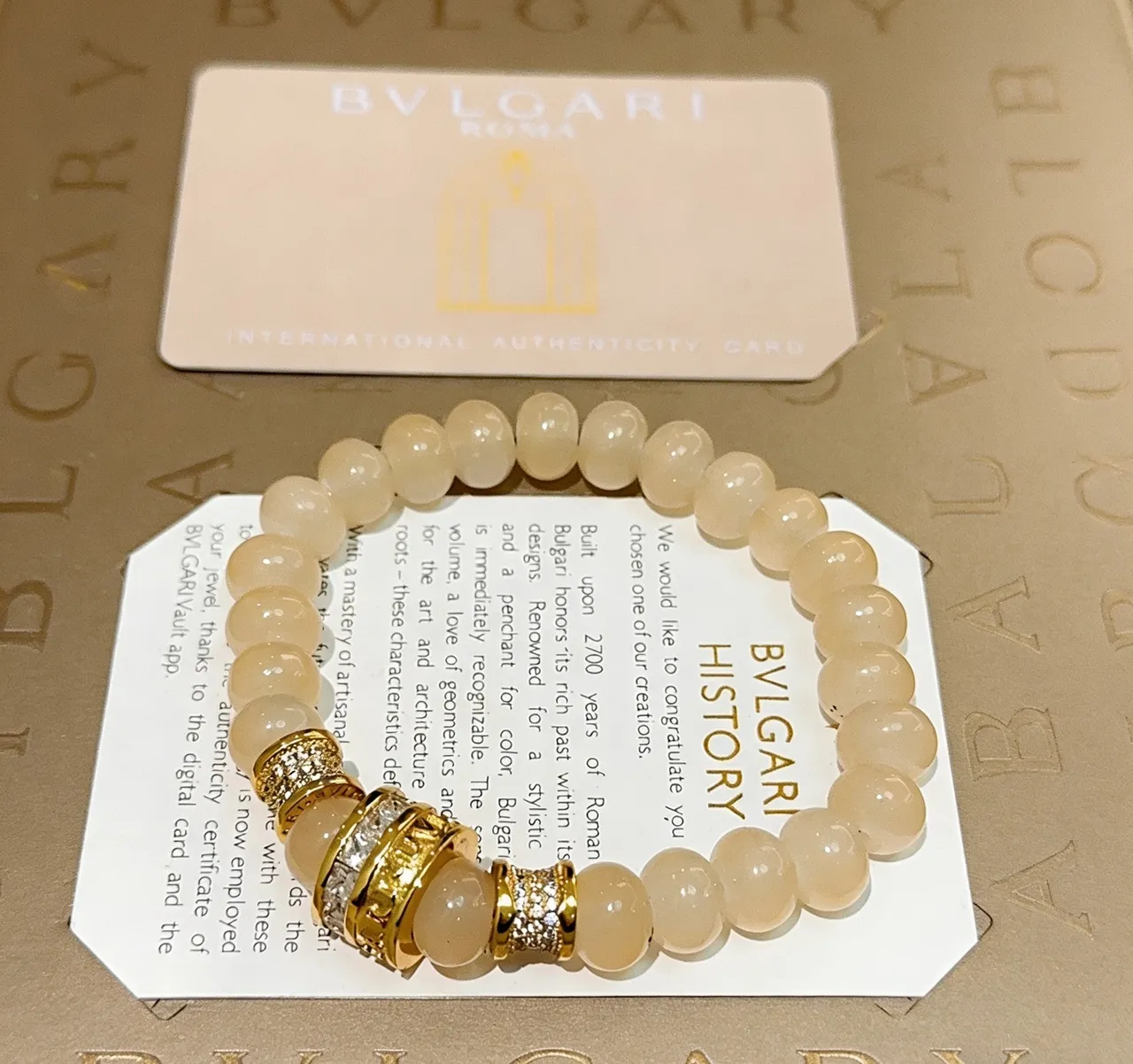 Bvlgari Beige Gold মুক্তো হার্ডওয়্যার ব্রেসলেট 7