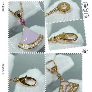 Bvlgari Divas’ Dream Pink Gold পাখনা আকারের এনামেল পেন্ডেন্ট নেকলেস