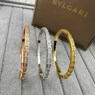 Bvlgari Geometric Pavé-Set Rigid Bangle Bracelets