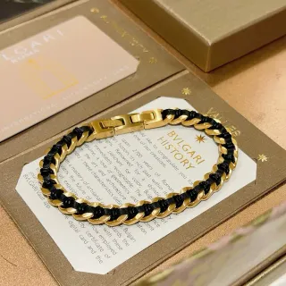 Bvlgari সোনালি ও কালো কর্ড-র‍্যাপড চেইন ব্রেসলেট