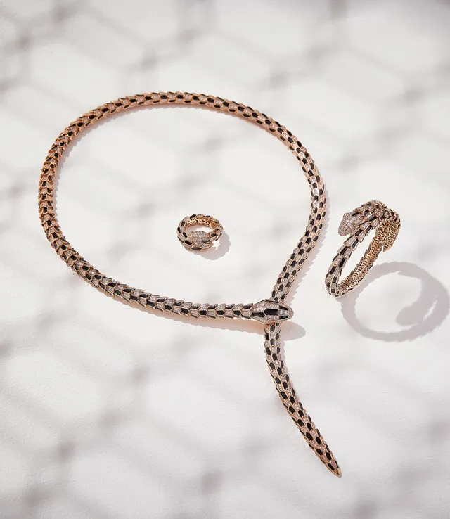 Bvlgari Bracelet Or Noir Serpent Enroulé Motif d'Écaille Hexagonal 3