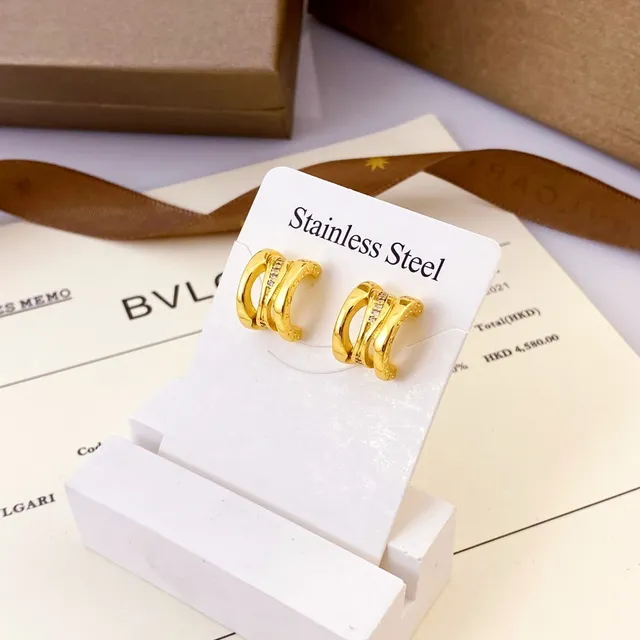 Bvlgari Brincos Dourado Rosa Multi-Banda Aro Pavé-Set Pedras 5
